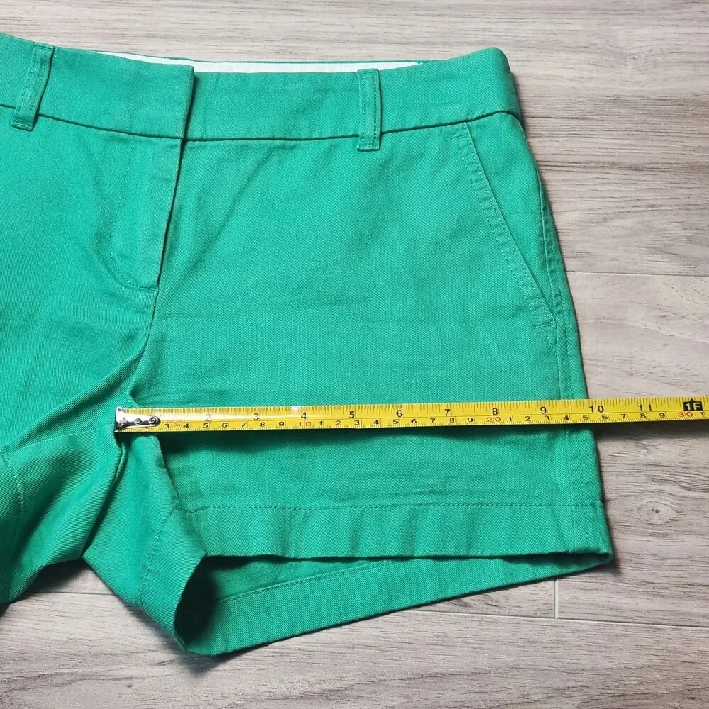 J.Crew Chino Shorts Women's Size 2 Green Cotton Classic Preppy Casual Summer